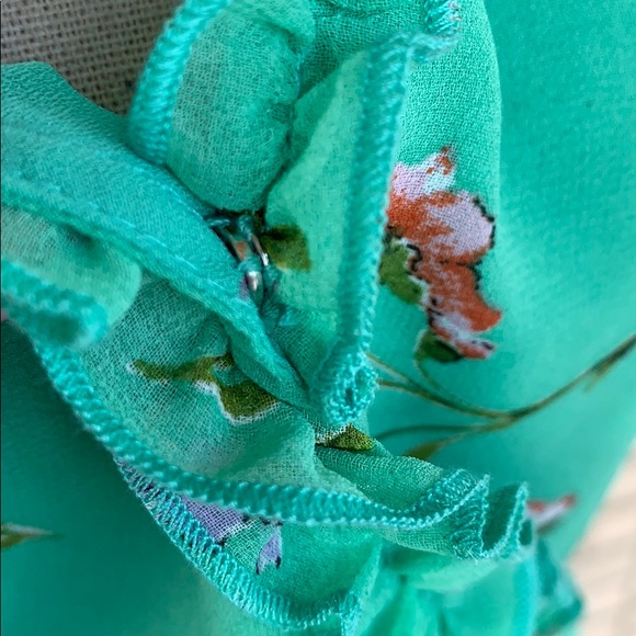 Green Floral Lined Ruffle Trim Wrap Dress - Picture 7 of 11